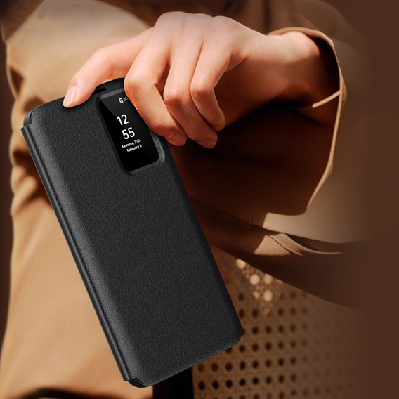Husă cu clapetă pentru Samsung Galaxy S23 Ultra, Smart View Wallet, negru