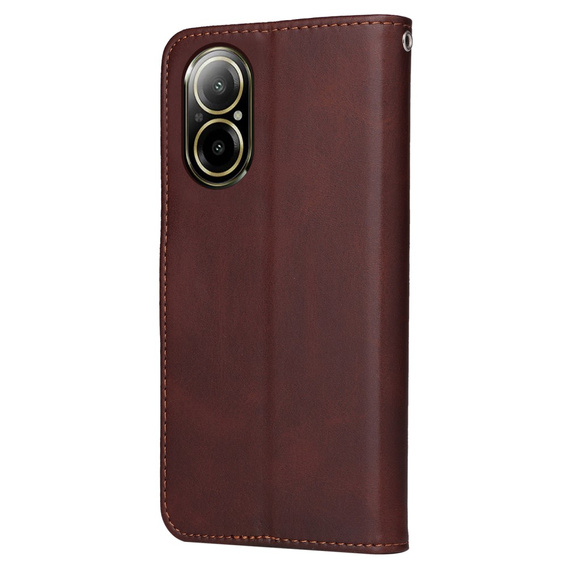 Cu clapetă pentru Realme C67, Leather Wallet, maro