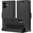 Husă pentru Oppo Reno 13F / Oppo Reno 13FS, ERBORD Glossy Litchi, portofel cu clapetă, negru