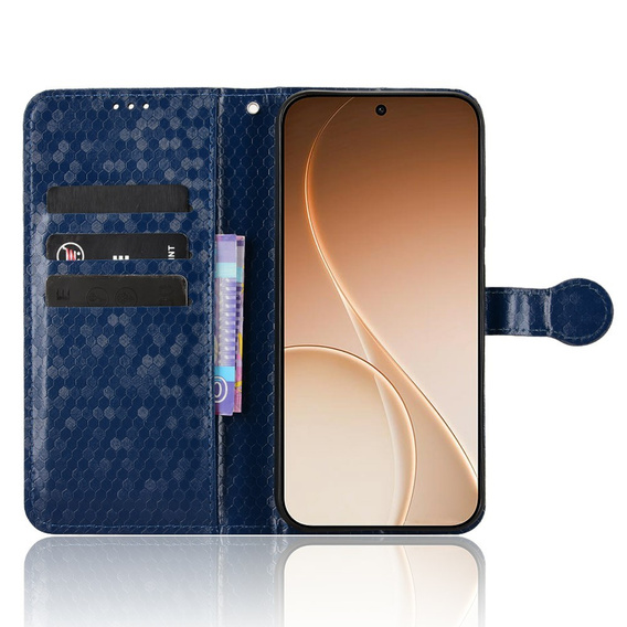 Husă tip portofel Rhombus pentru Oppo Reno 15 FS, albastră