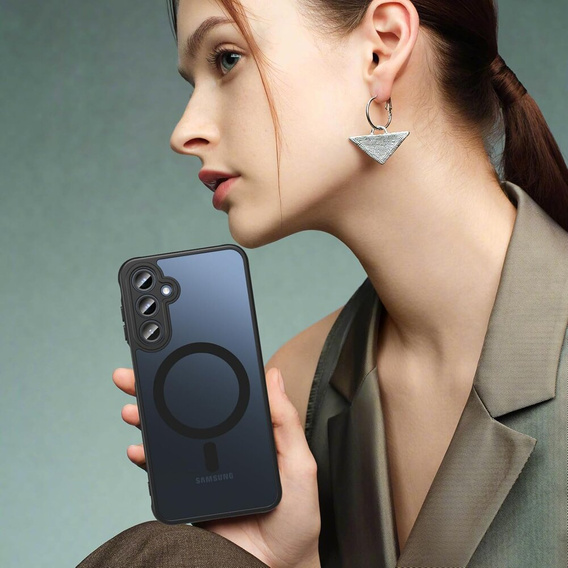 Husă pentru Samsung Galaxy A16, pentru MagSafe, ERBORD Matt Case, negru + sticlă pentru ecran