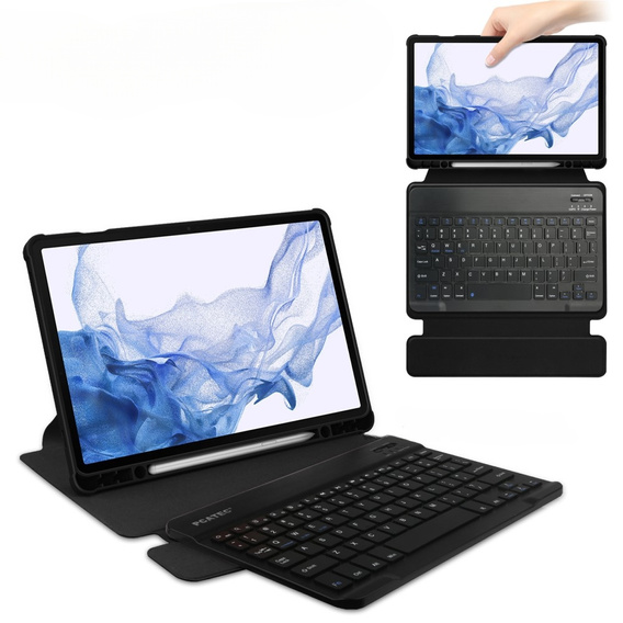 Husă pentru tastatură pentru Samsung Galaxy Tab S9, Rotary 360° Leather, negru