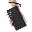 Husă cu clapetă pentru Samsung Galaxy A56 5G, Rhombus Crossbody Leather, negru