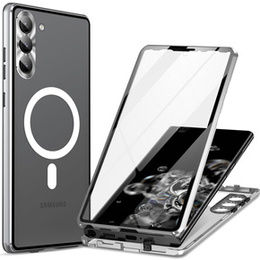 Carcasa Magnetic Dual Glass MagSafe pentru Samsung Galaxy S23, de argint