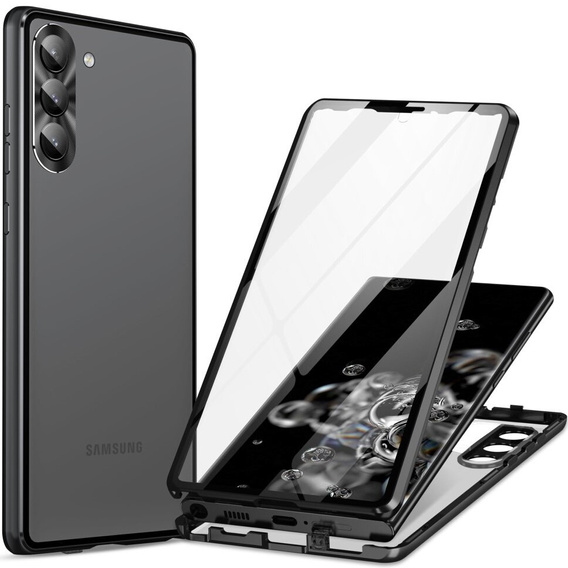 Husa pentru Samsung Galaxy S24, Magnetic Dual Glass, negru