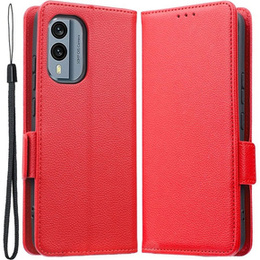 Cu clapetă pentru Nokia X30 5G, Wallet Litchi Magnet Case, roșu