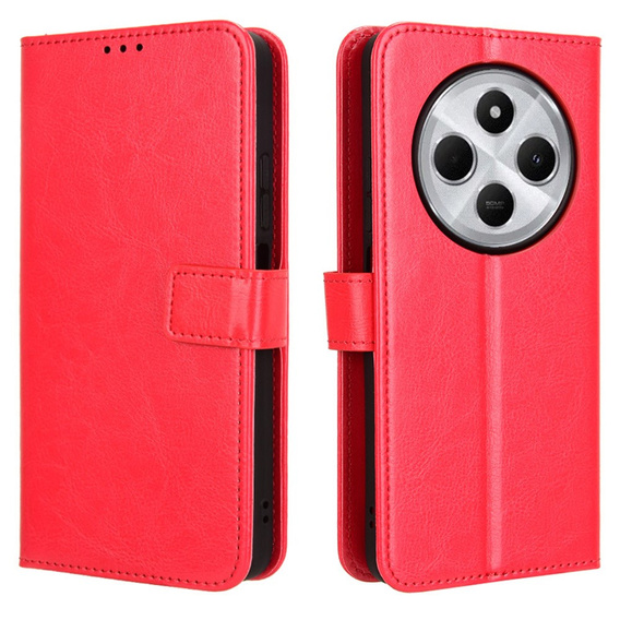 Cu clapetă pentru Xiaomi Redmi 14C / Xiaomi Poco C75, Crazy Horse Wallet, roșu