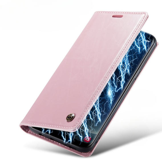 Carcasă flip CASEME pentru Samsung Galaxy S8, Waxy Textured, roz