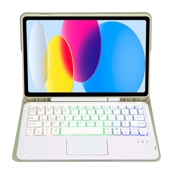 Husă cu tastatură bluetooth touchpad iluminată pentru iPad 10.9" 2022 (10 gen.), verde deschis