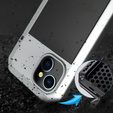 Carcasă pentru iPhone 15, blindată, cu sticlă integrată, de argint