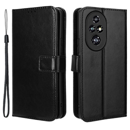Cu clapetă pentru Honor 200 Pro 5G, Crazy Horse Wallet, negru