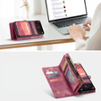 Husă CASEME pentru Samsung Galaxy A56 5G, Retro Leather Wallet, cu curea de umăr, roșu