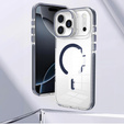 Husă pentru iPhone 17 Pro Max, pentru MagSafe, cu suport, transparentă cu inserții albastru marin