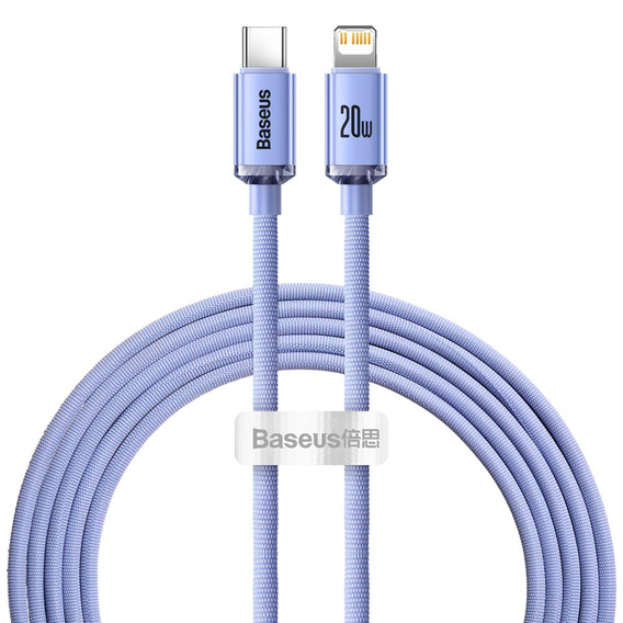 Cablu USB-C către Lightning Baseus Crystal Shine, 2,0 m, 20 W, pentru dispozitive Apple (Lightning)