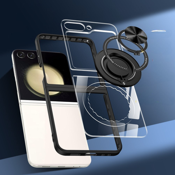 Husă pentru Samsung Galaxy Z Flip6 5G, Corners Dropproof, pentru MagSafe, transparent / negru