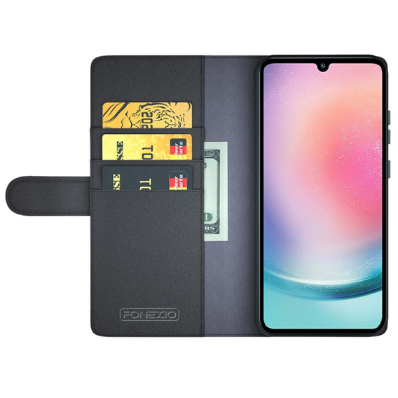 Husa cu clapetă pentru Samsung Galaxy A25 5G, Split Leather, negru