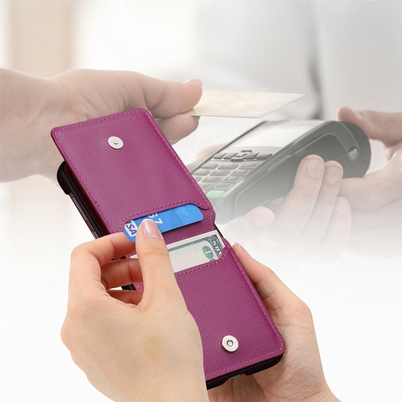 Carcasă pentru Samsung Galaxy Z Flip7 FE / Z Flip6, Card Slot Ring Case, violet
