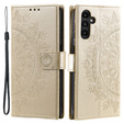 Cu clapetă pentru Samsung Galaxy A15, Mandala Flower, albastru + sticlă 9H 