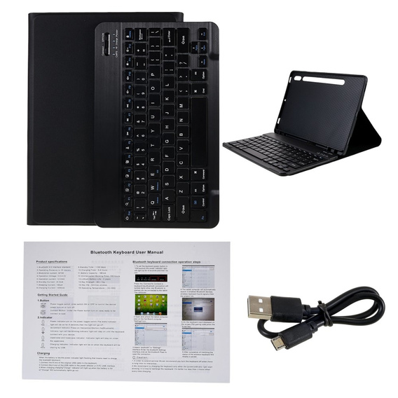 Carcasă + tastatură Samsung Galaxy Tab S7 T870/T875 / S8, Pen Slot, negru