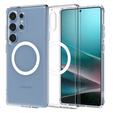 Carcasă MagSafe Spigen pentru Samsung Galaxy S25 Ultra, Ultra Hybrid, transparent / alb + 9H Tempered Glass
