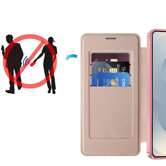 Husă RFID Wallet MagSafe Flip cu protecție pentru cameră pentru Samsung Galaxy S26 Plus, roz