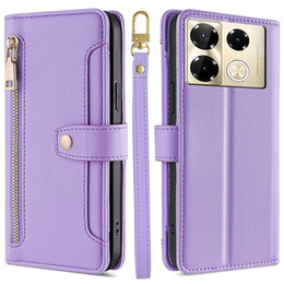 Cu clapetă pentru Infinix Note 40 Pro, Wallet Zipper Pocket, violet