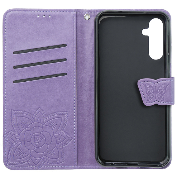 Cu clapetă pentru Samsung Galaxy S23 FE, Butterfly, violet