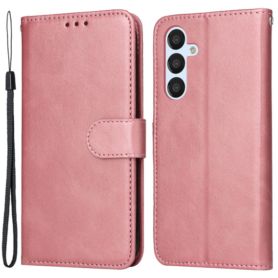 Cu clapetă pentru Samsung Galaxy A34 5G, Leather Wallet, roz rose gold