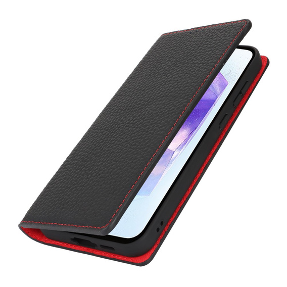 Cu clapetă pentru Samsung Galaxy S24 FE, Litchi Skin Grain, negru