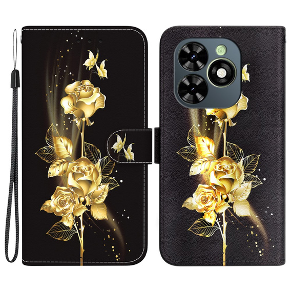Cu clapetă pentru Infinix Hot 40i, Wallet, Butterfly rose