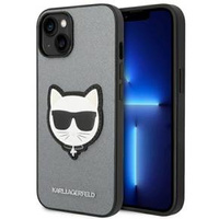 Karl Lagerfeld Huse pentru iPhone 14 Plus, Saffiano Choupette Head Patch, de argint