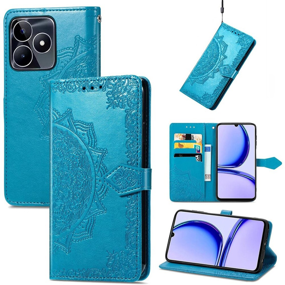 Cu clapetă pentru Realme Note 50, Mandala, albastru