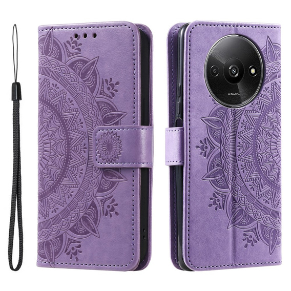 Cu clapetă pentru Xiaomi Redmi A3, Mandala, violet