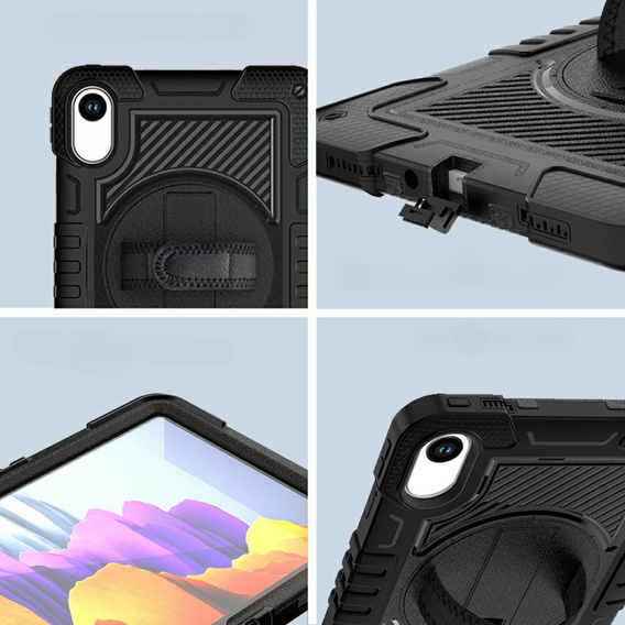 Husă blindată pentru Xiaomi Redmi Pad 2, cu suport și curea pentru umăr – negru