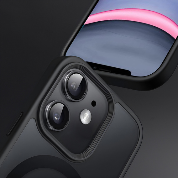 Husă pentru iPhone 11, pentru MagSafe, ERBORD Matt Case, negru + sticlă pentru ecran