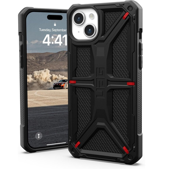 Carcasă Urban Armor Gear pentru iPhone 15 Plus, Monarch, Kevlar negru