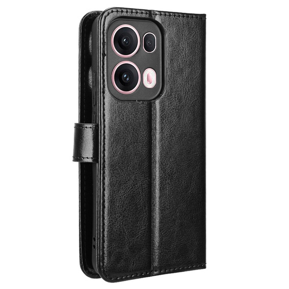 Cu clapetă pentru Oppo Reno 13 Pro, Crazy Horse Wallet, negru