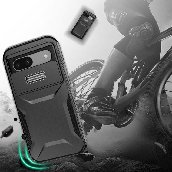 Carcasă pentru Google Pixel 8a, Slide Lens Lid, negru
