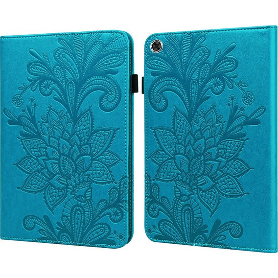Husă cu clapetă pentru Samsung Galaxy Tab A8 10.5 SM-X200 SM-X205, flower, albastru