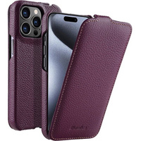 MELKCO carcasă flip pentru iPhone 15 Pro, piele, flip, violet