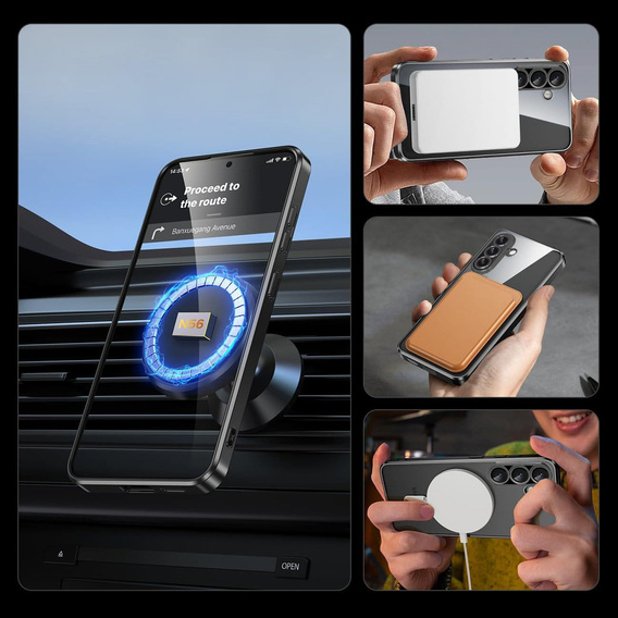 Husă pentru Samsung Galaxy A36, Electro MagSafe, negru + Sticlă pentru ecran