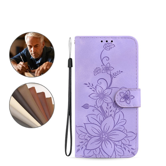 Cu clapetă pentru Oppo A60, Lily Flower, violet