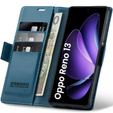 Husă pentru Oppo Reno 13, ERBORD Glossy Litchi, portofel cu clapetă, albastru