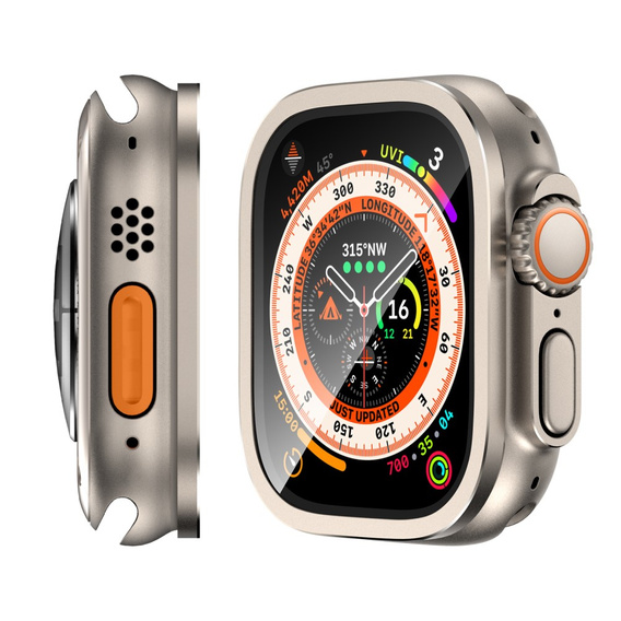 Szkło Hartowane z Ramką do Apple Watch Ultra 49mm, Złote