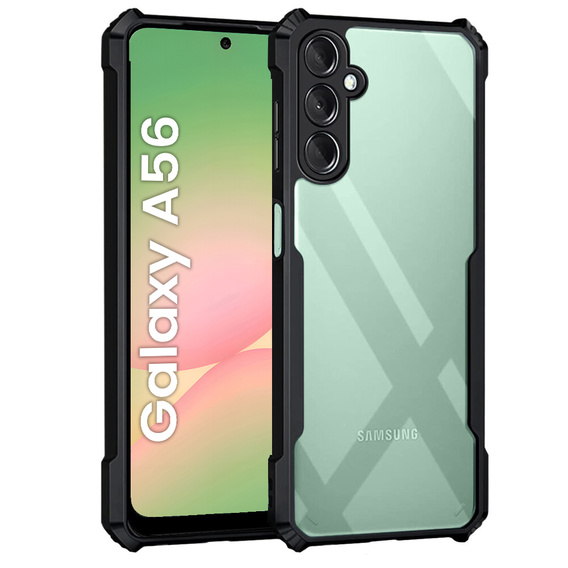 Carcasa pentru Samsung Galaxy A56, AntiDrop Hybrid, negru + sticlă temperată 9H