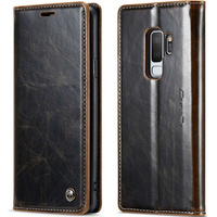 Carcasă flip CASEME pentru Samsung Galaxy S9+ Plus, Waxy Textured, cafea