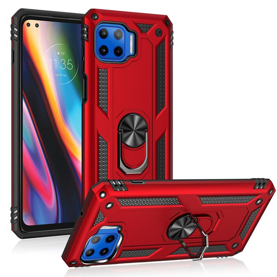 Husă blindată pentru Motorola Moto G 5G Plus, Nox Case Ring, roșu