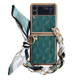 Husă pentru Samsung Galaxy Z Flip4 5G, Grid Leather, verde