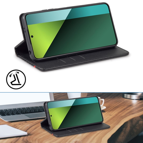 Carcasă cu clapetă pentru Xiaomi Redmi Note 13 Pro 4G / Xiaomi Redmi Note 14S / Xiaomi Poco M6 Pro 4G, Carbon LC.IMEEKE, negru