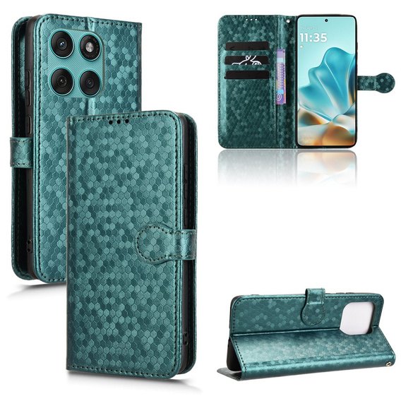 Husa cu clapetă pentru Motorola Edge 60 / 60 Fusion, Wallet Rhombus, verde